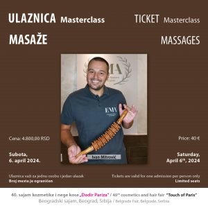 Ulaznice za Masterclas MASAŽE “Terapeuti u kozmetici i kozmetičari u masaži“